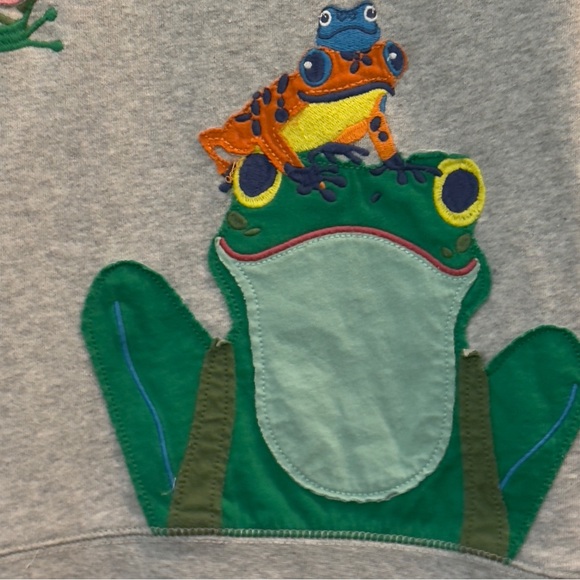 Mini Boden Kids Long Sleeve Frog Embroidered Colorful Gray Sweatshirt. 6-7. 6. 7 - Picture 3 of 8
